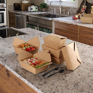 Vaso Desechable de Papel Kraft King Garden para Llevar Ensaladas, Fideos o Almuerzo con Impresión de Laminación Mate, Carpetas de 337 g/m² - Product Image 1