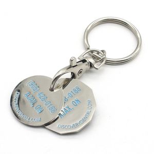 Porte-clés en métal en forme de jeton de chariot de courses, personnalisable avec logo, compatible avec les pièces canadiennes (quart et loonie) - Product Image 2