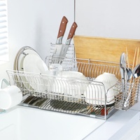 Égouttoir à vaisselle en acier inoxydable résistant à la rouille pour comptoir de cuisine, support de rangement pour assiettes, bols et couverts