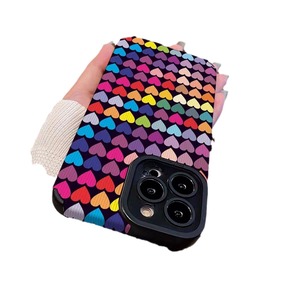 Cover per Cellulare in TPU Morbido e Pelle con Stampa Multicolore a Cuori per iPhone X <span class=keywords><strong>Xr</strong></span> Xs 11 12 13 14 15 16 17 Pro Max - Product Image 5