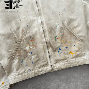 LARSUR Veste <span class=keywords><strong>de</strong></span> travail en toile <span class=keywords><strong>de</strong></span> canard lourd éclaboussée <span class=keywords><strong>de</strong></span> <span class=keywords><strong>peintre</strong></span> <span class=keywords><strong>de</strong></span> lavage <span class=keywords><strong>de</strong></span> détresse personnalisée avec couverture doublée veste <span class=keywords><strong>de</strong></span> travail Detroit manteau <span class=keywords><strong>de</strong></span> corvée - Product Image 3