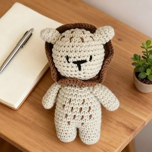 Crochet personnalisé Amigurumi Lion jouet fil doux Mini Lion hochet et PP coton couette éducatif bébé peluche cadeau - Product Image 5