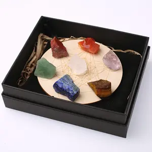 Vendita all'ingrosso pietra di cristallo naturale Reiki pietra 7 Chakra Set di pietra Yoga meditazione incenso per la guarigione