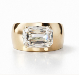 Anillo de Diamantes de Laboratorio Alargados de 3 Quilates, Corte East West |   Anillo de compromiso de lujo con banda de oro rosa audaz |   Despedida de Soltera de Inspiración Vintage - Product Image 1