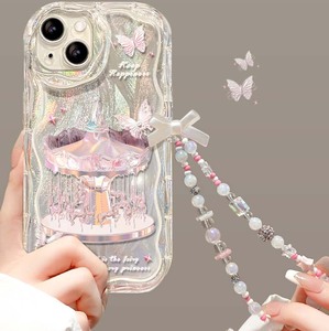 Merry Go Round Papillon Perle Chaîne Camlet Style TPU Housse de Téléphone Portable pour <span class=keywords><strong>Iphone</strong></span> 17 8 X <span class=keywords><strong>Xr</strong></span> Xs 11 12 13 14 15 16 Pro Max - Product Image 2