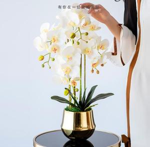Wholesale High grade Artificial Flower In decorative Pot Natural Touch Dendrobium Orchid potted flower