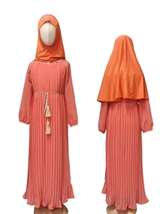 Vêtements ethniques islamiques traditionnels filles en mousseline de soie coton enfants Style Abaya Hijab robe pour filles modeste Khimar Abaya - Product Image 2