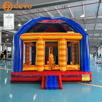 Ceyu Château Gonflable Commercial à Toit Double Arche et Trois Fenêtres en Maille, Fourniture Directe Usine pour Location Événementielle, Couleur Personnalisable