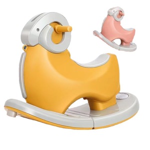 Plastic Rocking Horse With Music 2 In 1 Rocker For Infants And Toddlers 0 3 Years Old Unisex Toy Yellow Pink Color - Product Image 1