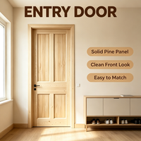 Bulk Supply Unfinished Solid Pine Interior Door Timber Slab Door for Residential Complex