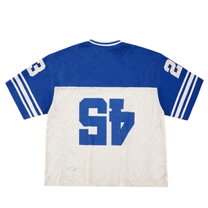 Camisetas de fútbol vintage de talla grande para mujer, camiseta recortada cuadrada con cuello en V de poliéster de malla de alta calidad para mujer - Product Image 4