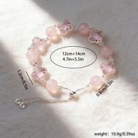 Bracelet en perles de cristal naturel avec breloque trèfle à quatre feuilles, bracelet œil de chat empilable, bijoux de main en gros pour femme, cadeau