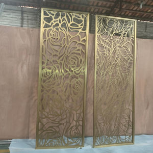 Écran de séparation de salon Villa cloison de palier ou miroir couleur écran en acier inoxydable Satin noir métal OEM Rose - Product Image 1