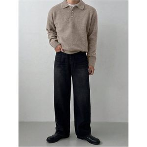 Pull en laine personnalisé pour homme, à manches longues, col tricoté, boutonné sur le devant, hauts d'automne, épaisseur standard - Product Image 5