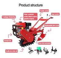 Mini Tractor Cultivador de 9HP con Motor de Gasolina/Diésel Refrigerado por Aire, con Orugas, Arado, Cultivadora de Potencia, para Deshierbe de Zanjas, Alta Productividad