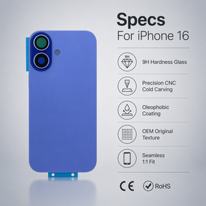 Coque arrière en verre haute définition et durable, redonnant la texture à l'appareil, compatible avec iPhone 14 15 plus 16 Pro Max - Product Image 3
