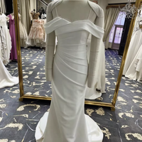 Robe de mariée sirène NDB10713, sans manches, épaules dénudées, satin extensible, mode sexy, jupe de mariée, queue de poisson