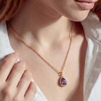 Pendentif Goutte d'Eau Éclatant, Chaîne Classique en Forme de O, Collier Zircon Multicolore, Vente en Gros, Accessoires Rétro Gracieux pour Femmes TGXL15062