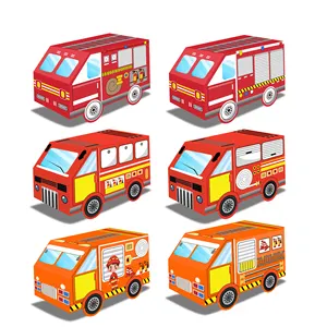 Kz057 Lửa Chiến Đấu Đảng Ủng hộ Hộp Firetruck Hình Giấy Món Quà Snack Goody Kẹo Điều Trị Hộp Cho Trẻ Em Sinh Nhật Nguồn Cung Cấp Bên