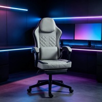 Chaise de jeu pivotante traditionnelle en gros avec logo personnalisé, dossier haut ergonomique en cuir PU, repose-pieds et accoudoirs réglables, rotation à 360 degrés