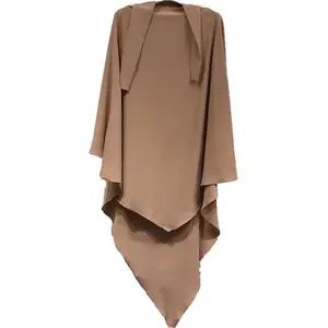 TG128 Turkey Dubai warna Solid dua bagian pakaian Abaya Dubai wanita pakaian Islami Bali