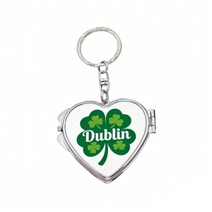 Porte-clés miroir en forme de cœur personnalisé pour touristes, souvenirs de destination, fabriqué au Royaume-Uni, Dubaï, Dublin - Product Image 2