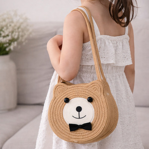 Bolsos de paja, bolsos coreanos tejidos para niños, bolsos de playa, bolsos de mano, lindos bolsos de punto, comercio electrónico transfronterizo. - Product Image 2