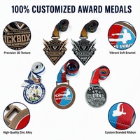 Médaille Souvenir Personnalisée en Alliage de Zinc Moderne, avec Émail Souple Imprimé en Relief 3D, pour Compétition de Kickboxing et Arts Martiaux