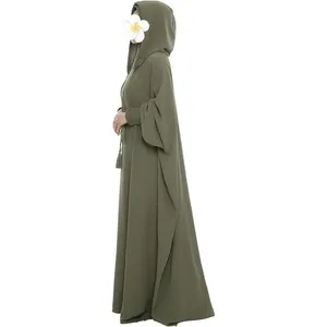 Robe de prière musulmane Abaya, robe Abaya à capuche unie en une seule pièce <span class=keywords><strong>pour</strong></span> femmes, robe longue maxi islamique, Jilbab Dubaï OEM/Personnalisé - Product Image 2