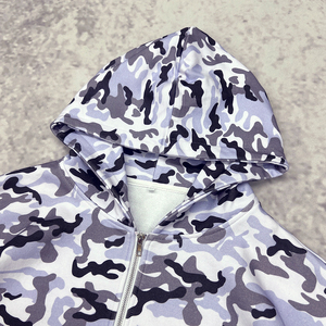 Sudaderas con capucha gruesas de algodón unisex de alta calidad con cremallera, estilo oversize y hombros caídos, camuflaje, para venta al por mayor - Product Image 2