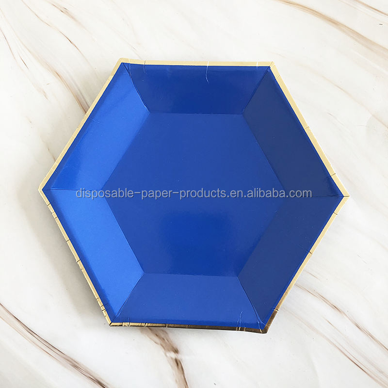 Bleu foncé + or bord, 8 pcs/plis