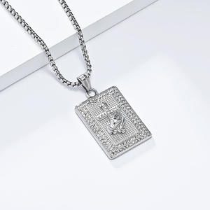 Hip Hop Diamond Prayer Hand <b>Cross</b> Necklace Unisex Everyday Wear Geometric Pendant Round Brilliant Cut Side Stone - Product Image 3