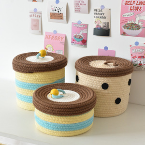Factory Hot Sale Hand Woven Cotton Rope Baby Tote <b>Basket</b> Organizing Home Decoration - Product Image 2