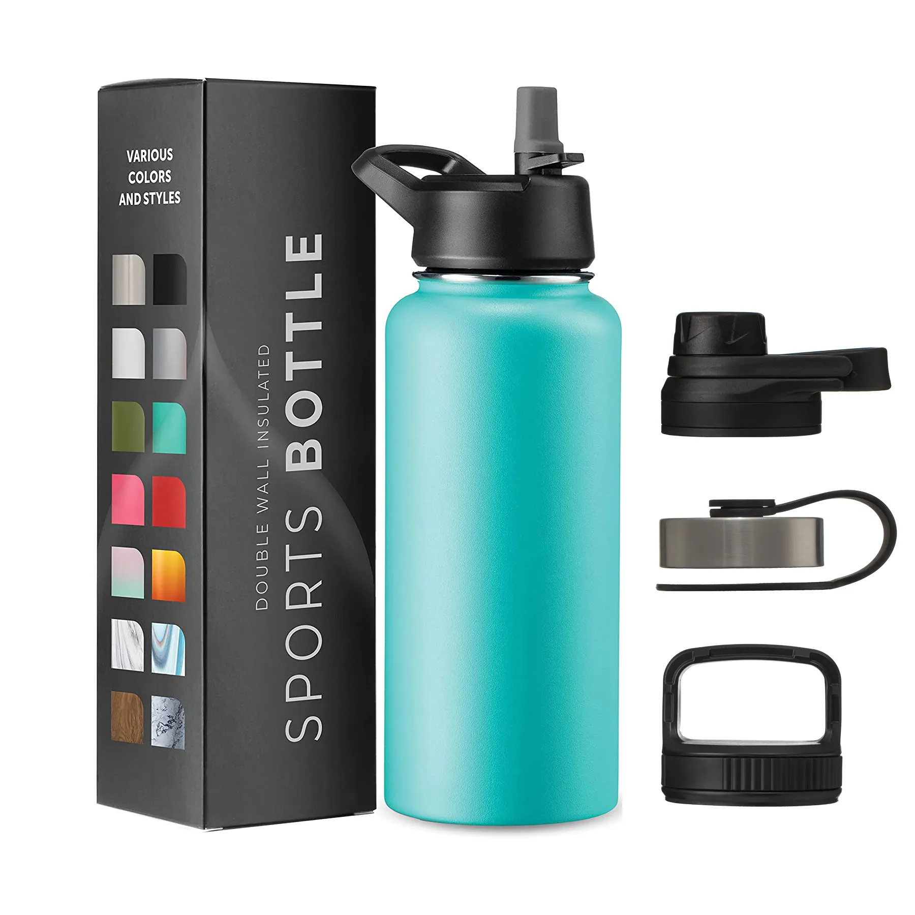 2023 Hot Sale Wide Mouth Sport Water Bottle Double Wall Powder Coated Stainless Steel Thermos Vacuum Flasks