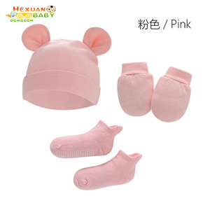 OEM-Conjunto de <span class=keywords><strong>gorro</strong></span> <span class=keywords><strong>y</strong></span> mitones para bebé recién <span class=keywords><strong>nacido</strong></span>, diseño personalizado, conjunto de punto, Sombreros con nudo superior - Product Image 3