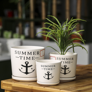 OEM 3Set Garden Supplies Unique Planter Plant Pot Small Wooden Ceramics Flower Pot