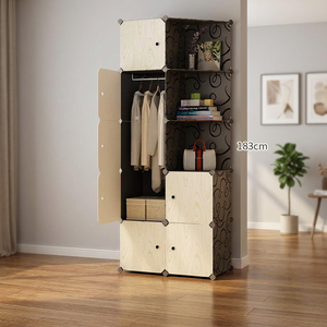 Portable Extendable DIY Convertible Modern Cube Closet Plastic <b>Wardrobe</b> <b>Foldable</b> Bedroom Furniture for Hotel Use - Product Image 4