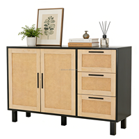 Buffet moderne en bois de chêne, 3 tiroirs, 2 portes, gain de place, meuble de salon, hôtel, villa, salle à manger, grande capacité de rangement