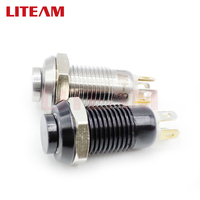 Interrupteur à bouton-poussoir métallique momentané électrique anti-vandalisme étanche de 8 mm, interrupteur à bouton-poussoir lumineux à LED en métal noir/argent