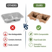 Tempat Cangkir Bagasse Tebu Kustom, Wadah Cangkir Sekali Pakai Bergelombang, Grosir, Dapat Didaur Ulang, Pembawa Minuman