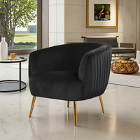 Sans Nordic Gold Leg Fauteuil en velours à dossier haut Chaise d'appoint noire de loisirs