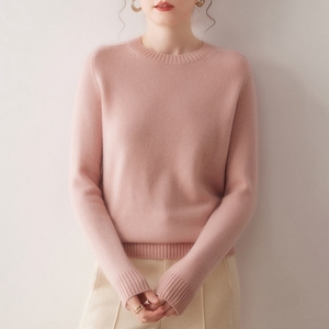 Suéter de Cachemir 100% para <span class=keywords><strong>Mujer</strong></span>, Otoño Invierno, Manga Larga, <span class=keywords><strong>Jersey</strong></span> Bordado con Cuello Redondo, Estilo Casual - Product Image 1
