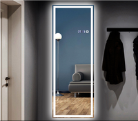 Miroir de salon intelligent commercial, miroir rectangulaire de luxe pour salon de coiffure et de beauté avec éclairage LED
