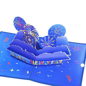 Tarjeta de Felicitación de Papel Rectangular Plegable con Diseño 3D de Fuegos Artificiales, Impresión UV y Barnizado UV, para Año Nuevo, Fiestas, Cumpleaños, Día de la Independencia - Product Image 2