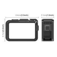 PULUZ Cage en plastique noir pour DJI Osmo Action 6, adaptateur d'extension verticale et horizontale, cadre de montage vidéo avec griffe porte-accessoire