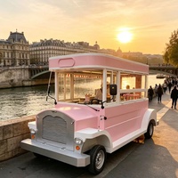 Camion de restauration rose, mobile et personnalisable, pour petit-déjeuner, pain et boissons, camion de restauration rapide multifonctionnel, idéal pour les événements professionnels.