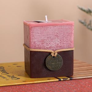 Retro Layered <b>Square</b> Soy Wax <b>Candle</b> Natural Hand Poured Living Room Tabletop Vintage Home Fragrance Ornament - Product Image 4