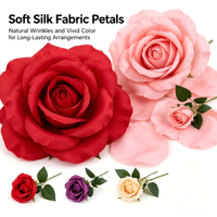 Rose artificielle en tissu à tige unique de 48 cm, fausse fleur de rose pour la décoration de la maison, de la table, des mariages et des fêtes