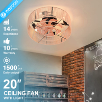 Ventilateur de plafond LED contemporain avec moteur DC, télécommande, cage en rotin et ABS, pour salon, bureau ou salle d'étude, avec douille E27