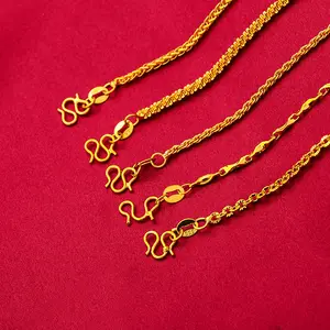 Colar de ouro 24k banhado a ouro para mulheres, corrente minimalista barata para colar de colar, pingente de bronze, fonte de fornecimento de fábrica